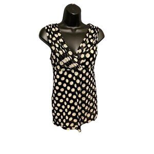 Essentials by ABS Sleeveless Polka Dot V-Neck Blouse Sz M